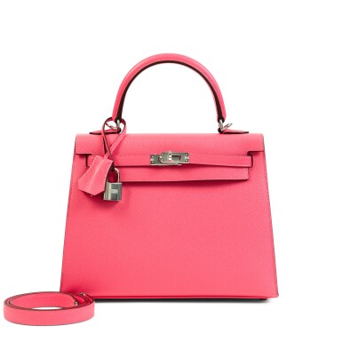 View full screen - View 1 of Lot 306. Rose Azalée Epsom Kelly 25 Sellier Palladium Hardware, 2022.