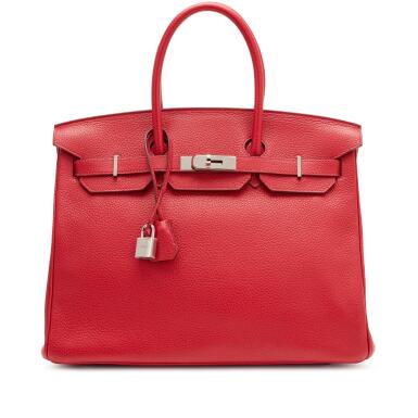 View full screen - View 1 of Lot 39. Rouge Casaque Togo Birkin 35 Palladium Hardware, 2013.