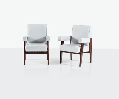 View full screen - View 1 of Lot 77. Paire de fauteuils PJ-SI-41-A Advocate armchairs.