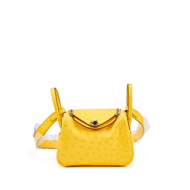View full screen - View 1 of Lot 7740. Jaune Citron Ostrich Mini Lindy 20 Palladium Hardware, 2020.