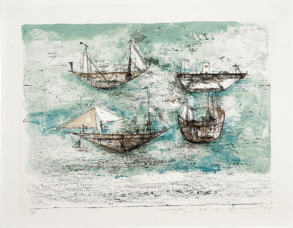 View full screen - View 1 of Lot 2032. Zao Wou-Ki 趙無極 | Voiles à la mer 海上帆船.