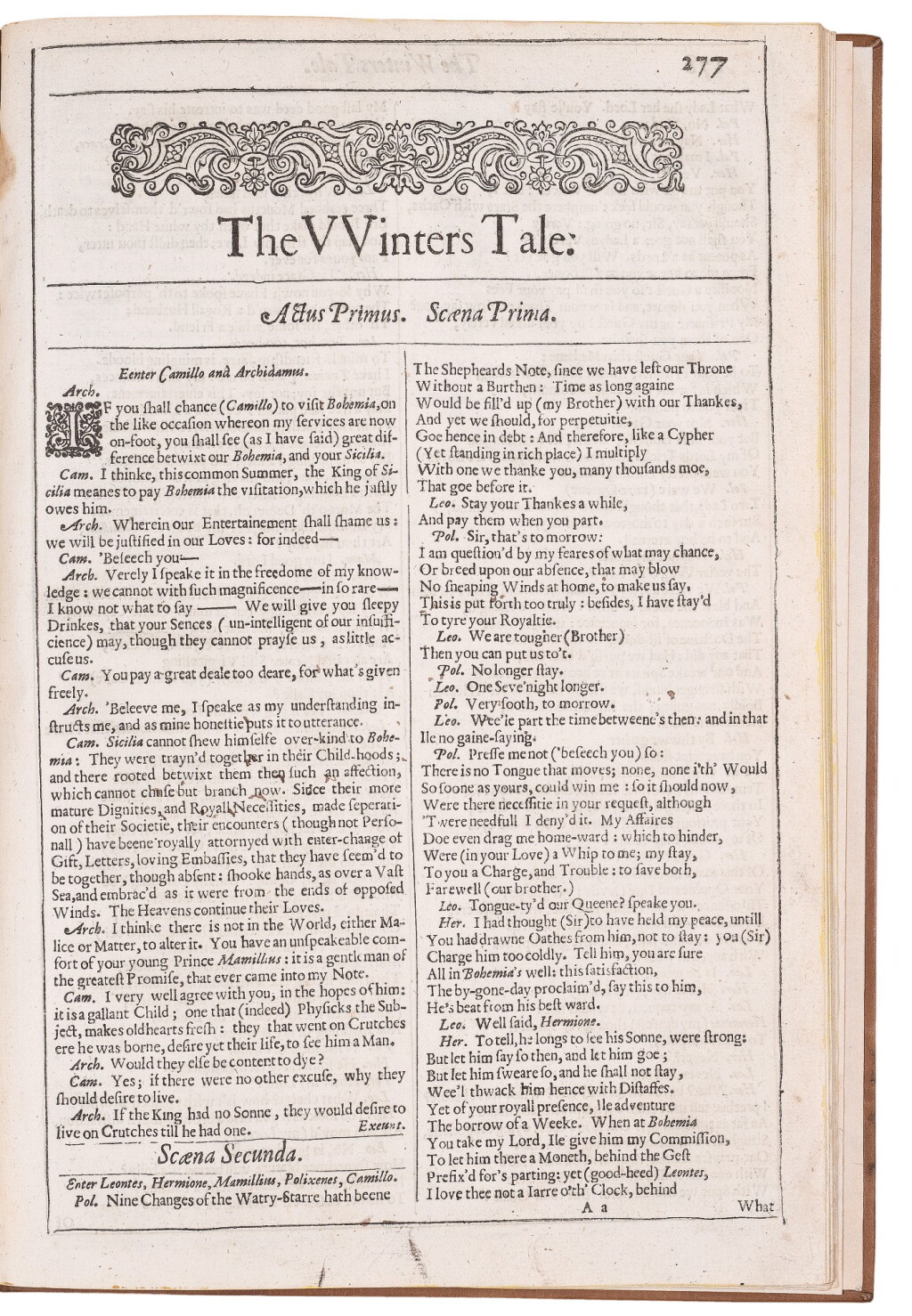 View full screen - View 1 of Lot 257. Shakespeare, William | The Winter's Tale. From Shakespeare's Second Folio.