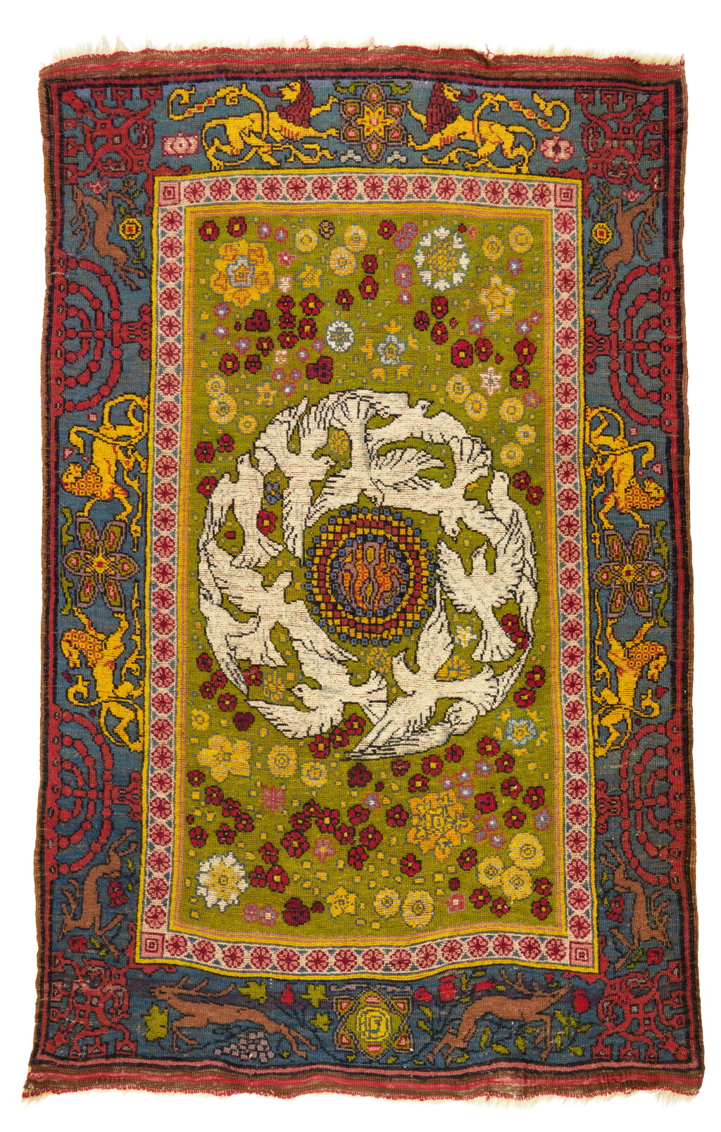 View full screen - View 1 of Lot 26. An Important Bezalel Carpet Designed by Ze’ev Raban, Jerusalem, ca. 1925.