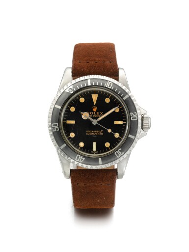 View full screen - View 1 of Lot 36. ROLEX | REF 5513/5512 SUBMARINER, A STAINLESS STEEL AUTOMATIC CENTER SECONDS WRISTWATCH WITH POINTED CROWN GUARDS AND SPIDER DIAL CIRCA 1963.