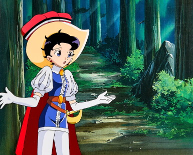 View full screen - View 1 of Lot 15. Sapphire Animation Cel with Douga and Printed Background | 藍寶石王子賽璐璐,附線稿及印刷背景.