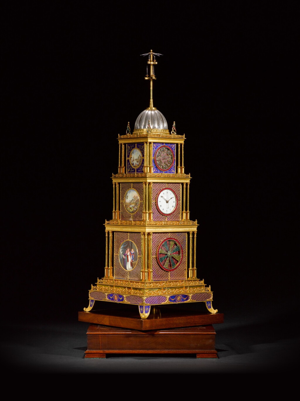 View full screen - View 1 of Lot 16. John Mottram. A George III gilt-brass and enamel musical automaton clock for the Chinese market, London, circa 1790.