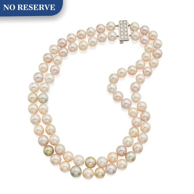 View full screen - View 1 of Lot 27. Graff | Multi-Colored Cultured Pearl and Diamond Necklace.