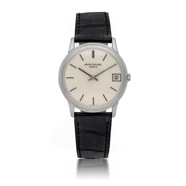 View full screen - View 1 of Lot 163. PATEK PHILIPPE | REF 3602 WHITE GOLD WRISTWATCH WITH DATE CIRCA 1995.