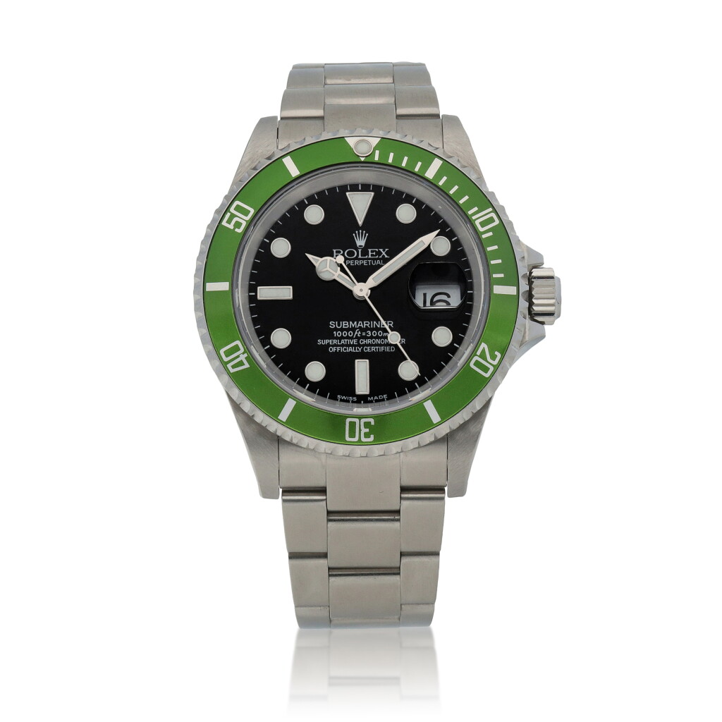 View full screen - View 1 of Lot 641. 'Flat 4 Kermit' Submariner, Ref. 16610LV Stainless Steel wristwatch with date and bracelet Circa 2003.