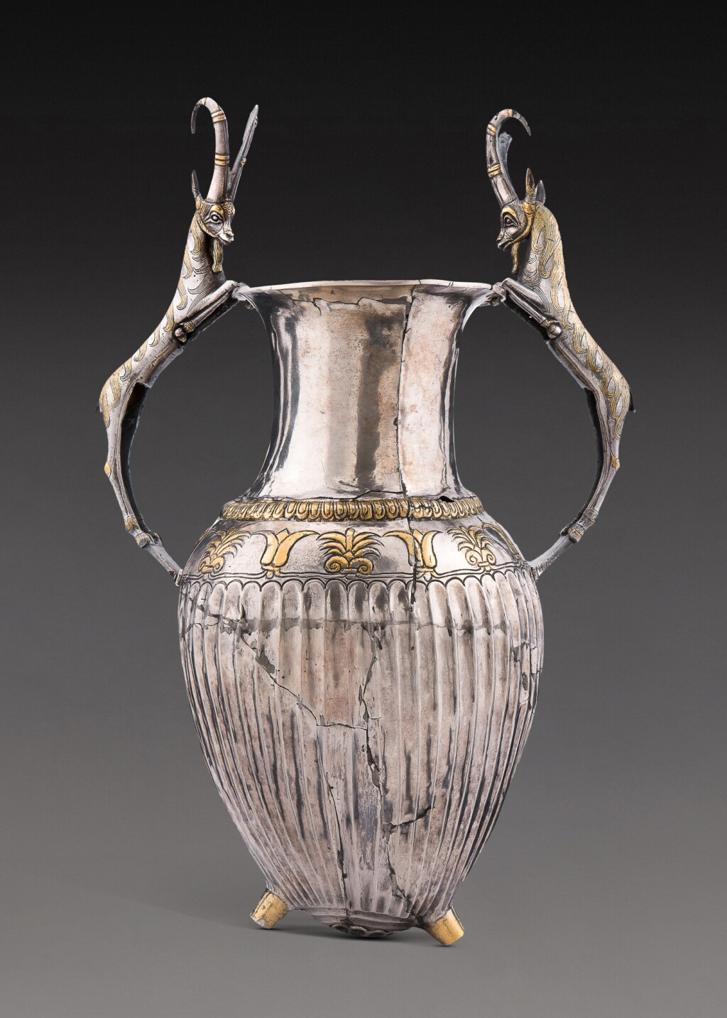 View full screen - View 1 of Lot 33. An Achaemenid Silver-Gilt Rhyton, 400-330 B.C. .