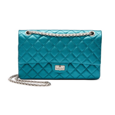View full screen - View 1 of Lot 8541. Blue Metallic Reissue 226 Flap Bag in Quilted Lambskin Leather with Silver tone Hardware, 2008-2009.