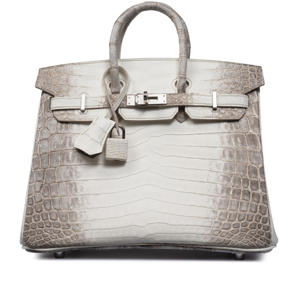 View full screen - View 1 of Lot 13. White Matte Niloticus Crocodile Himalaya Birkin 25 Palladium Hardware, 2022.