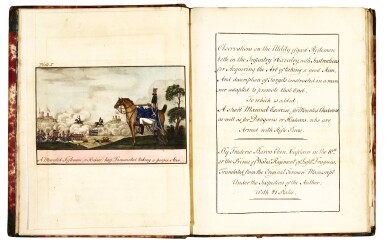 View full screen - View 1 of Lot 134. Baron Eben, Observations on Riflemen, manuscript in English, c. 1802, half green morocco.