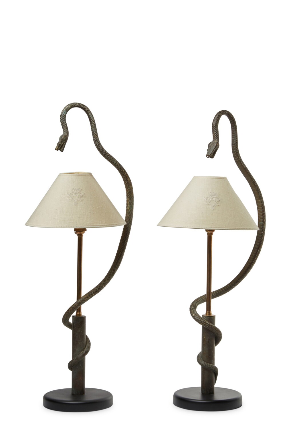 View full screen - View 1 of Lot 101. A PAIR OF FRENCH BRONZE SERPENTS, FIRST HALF 19TH CENTURY.