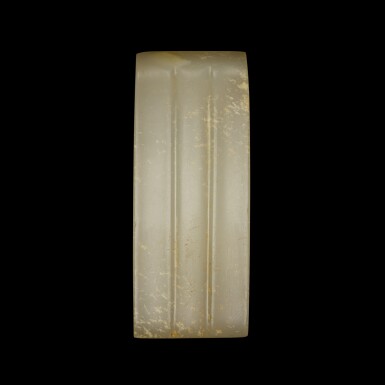View full screen - View 1 of Lot 237. A jade scabbard slide, Han dynasty | 漢 玉劍璏.