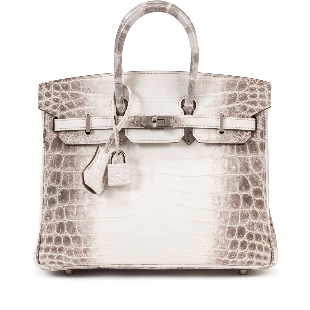 View full screen - View 1 of Lot 411. Blanc Matte Niloticus Crocodile Himalaya Birkin 25 Palladium Hardware, 2022.