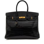 Black Shiny Niloticus Crocodile Birkin 35 Gold Hardware, 2003