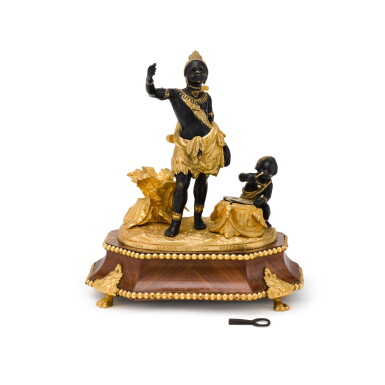 View full screen - View 1 of Lot 302. An ormolu-mounted patinated bronze figural inkstand and music box, late 19th/20th century.