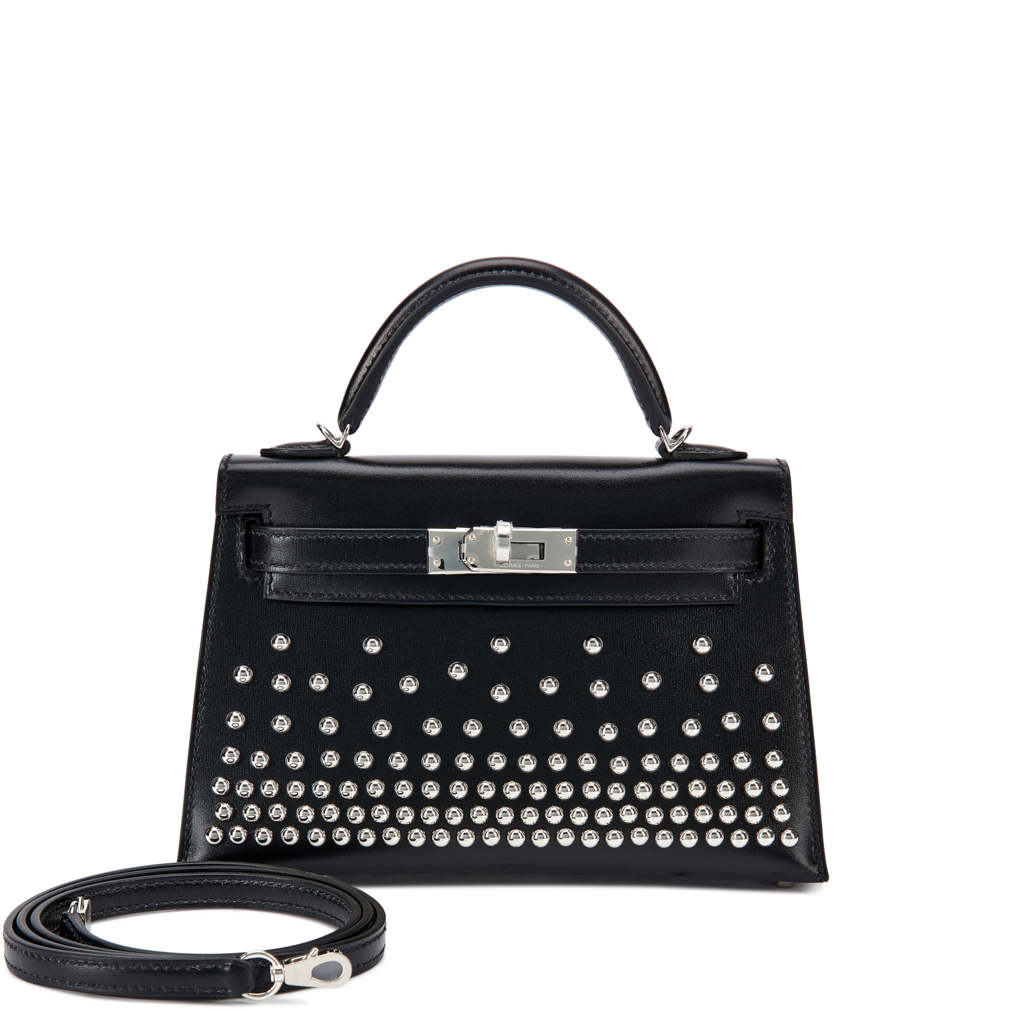 Limited Edition Black Box Cloute Studded Mini Kelly II 20 Palladium ...