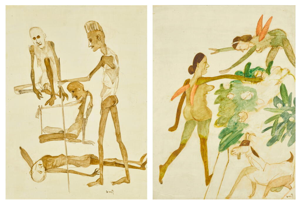 View full screen - View 1 of Lot 13. Studies of Inayat Khan; Angels with Red Wings.