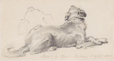 View full screen - View 1 of Lot 197. A Study of a lying dog.