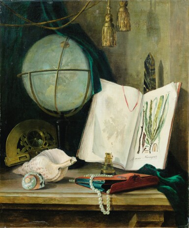 View full screen - View 1 of Lot 79. THOMAS GERMAIN JOSEPH DUVIVIER | STILL LIFE WITH A GLOBE AND SHELLS.