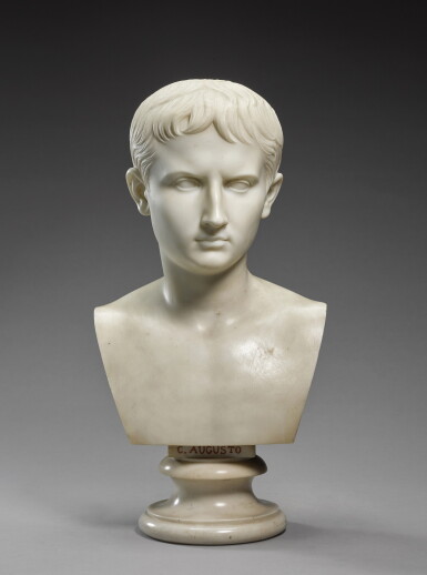 View full screen - View 1 of Lot 92. Leone Clerici (active 19th century) | Italian, Rome, dated 1878 | After the Antique | Bust of Octavian.