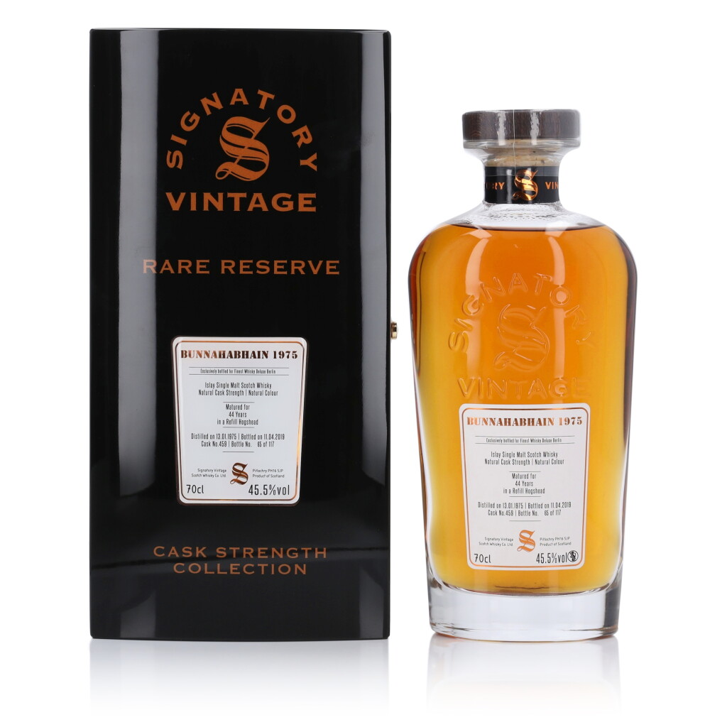 View full screen - View 1 of Lot 169. Bunnahabhain Signatory Vintage Rare Reserve 44 Year Old Cask #459 45.5 abv 1975 (1 Bottle 70cl).