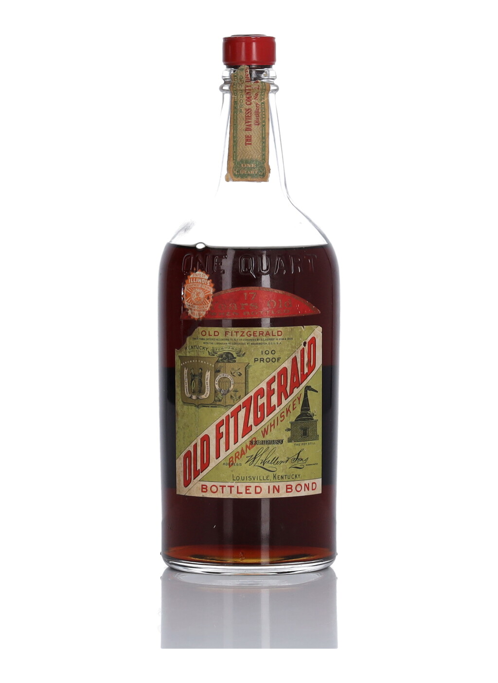 View full screen - View 1 of Lot 160. Old Fitzgerald 17 Year Old 100 Proof 1916 (1 Bottle Quart).