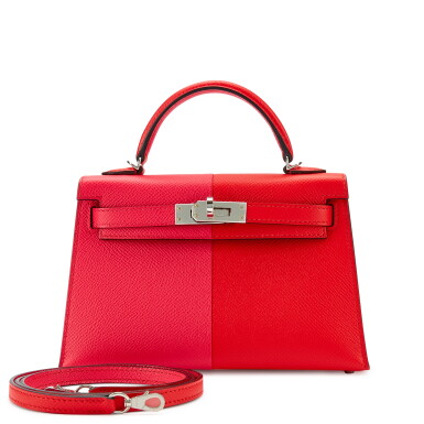 View full screen - View 1 of Lot 7797. Limited Edition Rose Extreme, Rouge de Coeur and Bleu Zanzibar Epsom Casaque Mini Kelly II 20 Palladium Hardware, 2020.