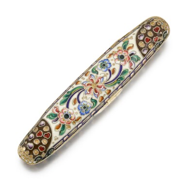 View full screen - View 1 of Lot 196. A silver-gilt and cloisonné enamel cigar holder, Moscow, 1908-1917.