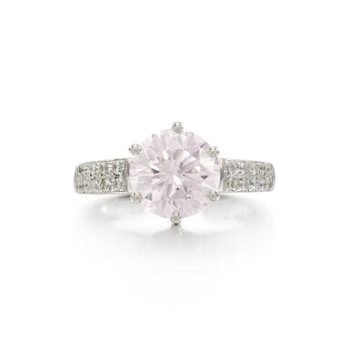 View full screen - View 1 of Lot 133. Faint Pink diamond and diamond ring .