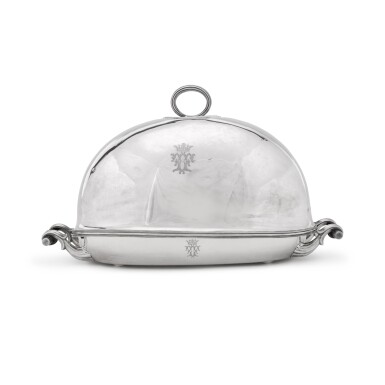 View full screen - View 1 of Lot 46. A Victorian silver dish cover with matched electroplate base, Hancocks, London, 1886.