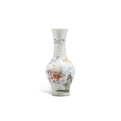 View full screen - View 1 of Lot 31. A small famille-rose 'Liu Hai and toad' vase, Qing dynasty, 19th century.