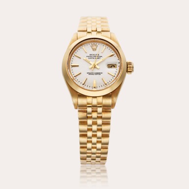 View full screen - View 1 of Lot 440. Reference 6916 Datejust | A yellow gold automatic wristwatch with date and bracelet, Circa 1973.