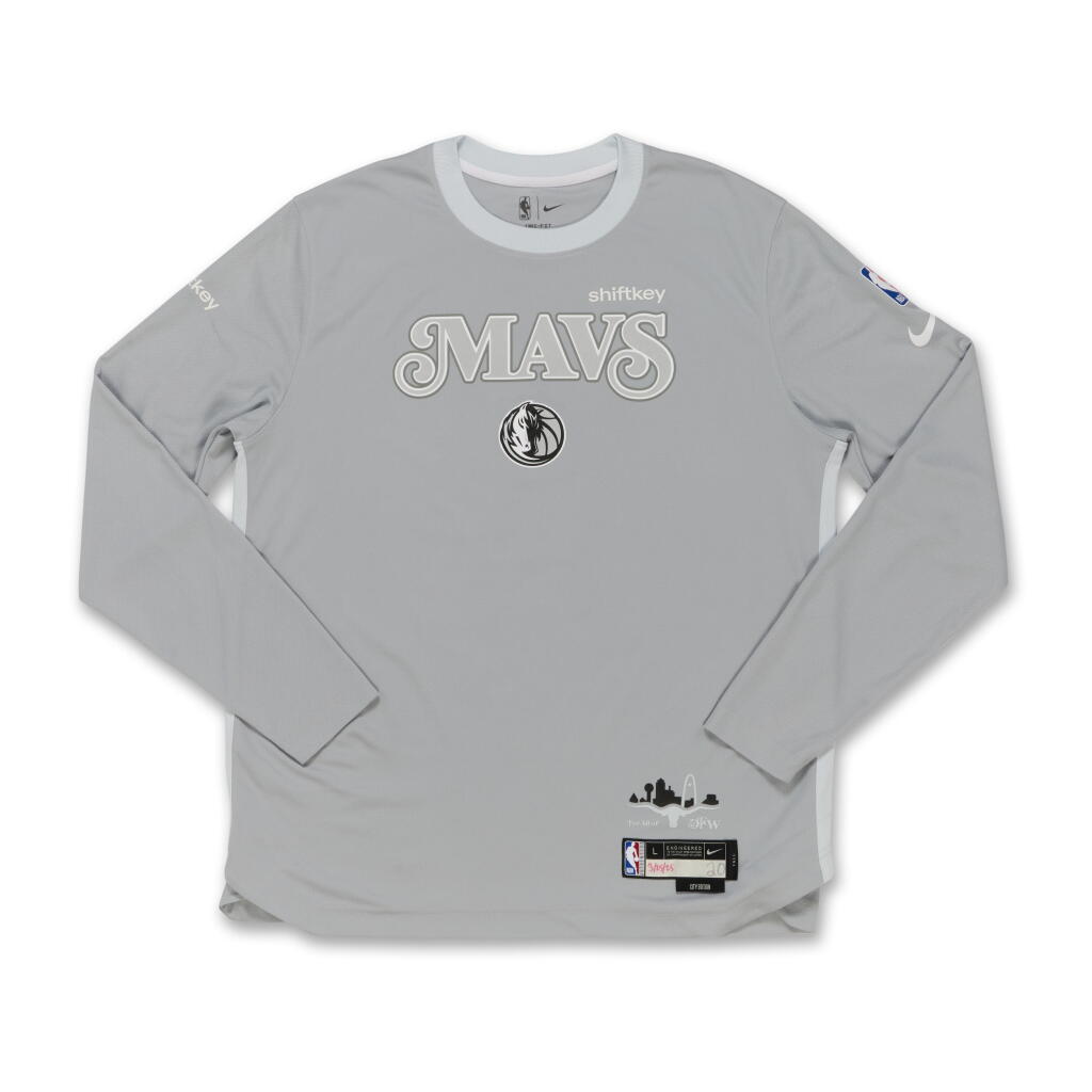 View full screen - View 1 of Lot 130. Kessler Edwards Dallas Mavericks 2024-2025 Game Worn City Edition Warmup Top .