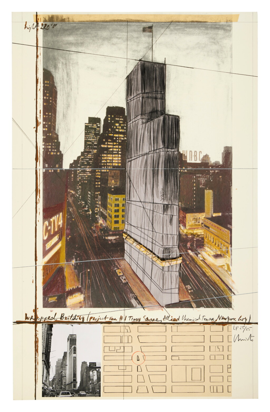 View full screen - View 1 of Lot 620. Wrapped Building, Project for 1 Times Square, Allied Chemical Tower, New York.