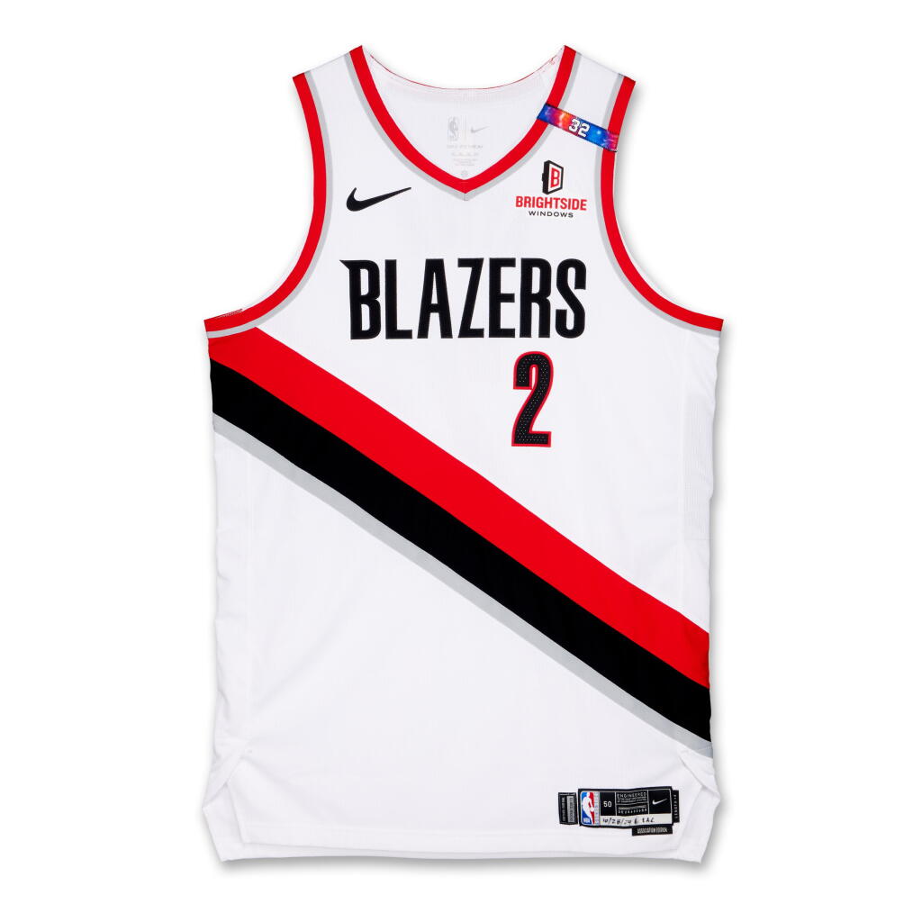 View full screen - View 1 of Lot 176. Deandre Ayton Portland Trail Blazers 2024-2025 Game Worn Association Edition Jersey | Double-Double.
