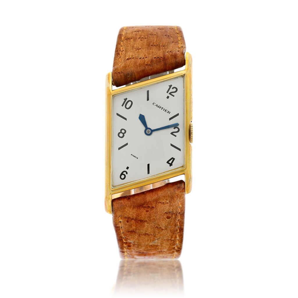 View full screen - View 1 of Lot 51. Asymétrique, A very rare and early yellow gold asymmetrical wristwatch, Circa 1939 卡地亞 Asymétrique 極罕有早期黃金不對稱腕錶,約1939年製.