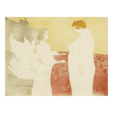 View full screen - View 1 of Lot 68. HENRI DE TOULOUSE-LAUTREC | FEMME AU LIT, PROFIL - AU PETIT LEVER (D. 187; ADR. 179; W. 163).