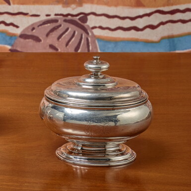 View full screen - View 1 of Lot 281. A George II silver Sugar Box Edward Feline of London, circa 1733, struck with pseudo London marks.
