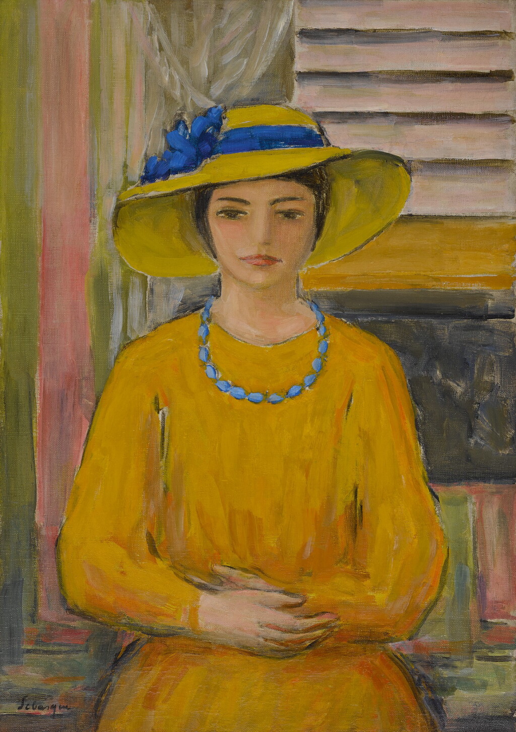 View full screen - View 1 of Lot 9. Jeune fille en jaune.