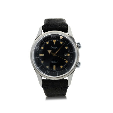View full screen - View 1 of Lot 187. EXACTUS | REFERENCE 8835 AQUAMAX A STAINLESS STEEL AUTOMATIC WRISTWATCH WITH DATE, CIRCA 1962 .
