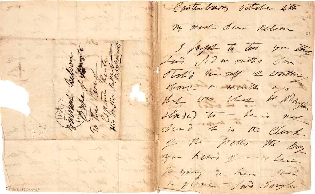 View full screen - View 1 of Lot 159. Emma, Lady Hamilton | Autograph letter signed, to Lord Nelson, a rare surviving letter, 4 October 1805.