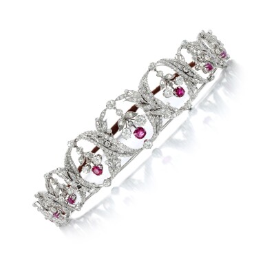 View full screen - View 1 of Lot 245. Ruby and diamond tiara, circa 1910s.