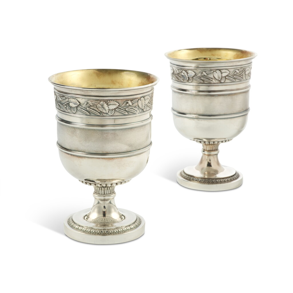 View full screen - View 1 of Lot 198. A Pair of George III Silver Goblets, Benjamin & James Smith, London, 1810.