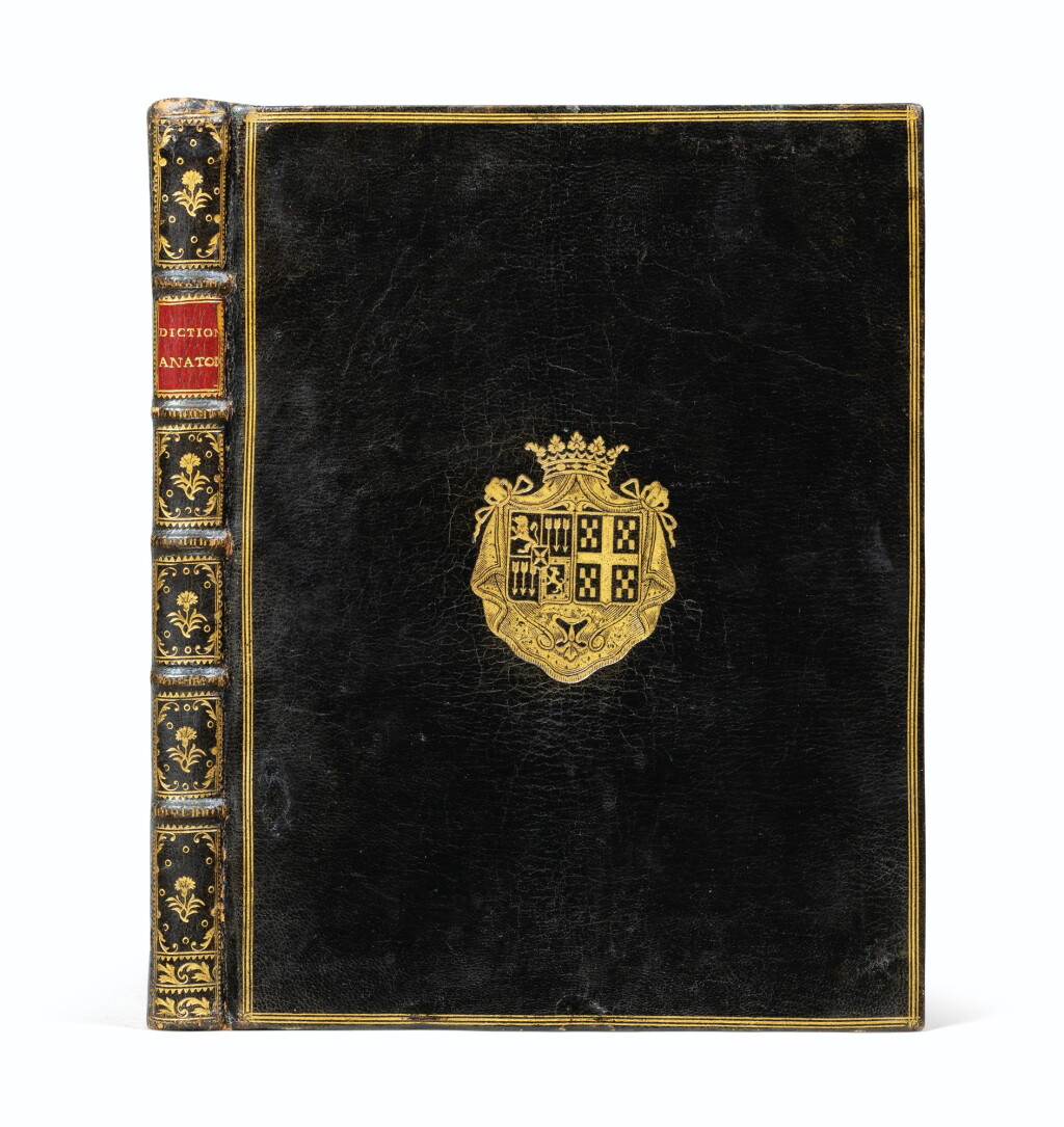 View full screen - View 1 of Lot 42. Dictionnaire anatomique. In-4. Maroquin ébène aux armes de la duchesse de Gramont..