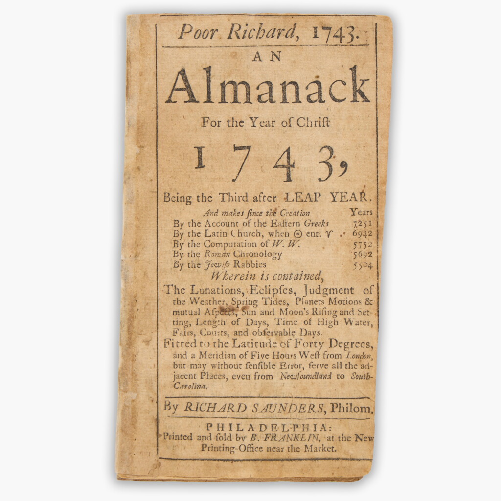 View full screen - View 1 of Lot 22. Benjamin Franklin | Poor Richard ... for the year 1743.