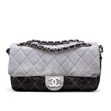 View full screen - View 1 of Lot 151. Black and Grey Gradient Quilted Vinyl Small Melrose Degradé Single Flap Bag Silver Hardware, 2008.