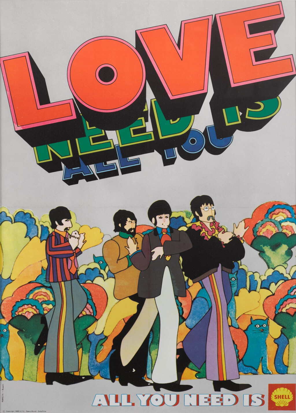 View full screen - View 1 of Lot 2. YELLOW SUBMARINE: ALL YOU NEED IS LOVE (1968) POSTER, BELGIAN.